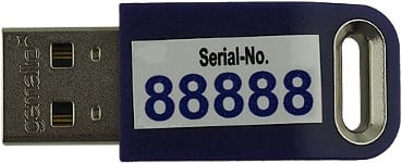 The USB dongle of the SummaFlex with the serial number on the side