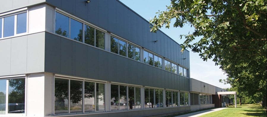 Side view of Summa building in Gistel, Belgium